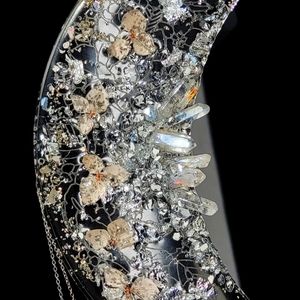 Handmade crystal crescent moon suncatcher